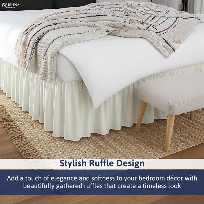 KRISHNA Ruffled Bed Skirt with Split Corners King, 100% Microfiber Hotel Quality - Image 5