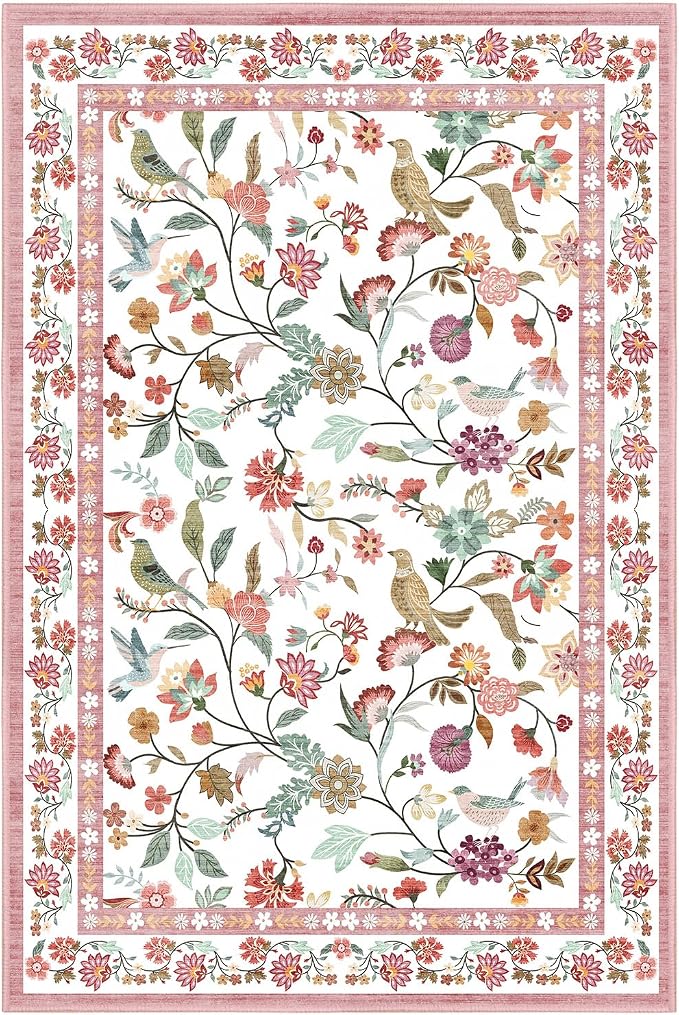 40"x50" Pink Floral Office Chair Rug, Under Desk Rugs - Image 7
