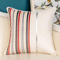 Yangest Red Striped Patchwork Throw Pillow Cover Silver Leather Cushion Cover by Yangest