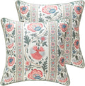 ISAENNE Design Square Retro Elegance Linen Throw Pillow Covers 18"x18" Pack of 2 by Isaennehomedecoration