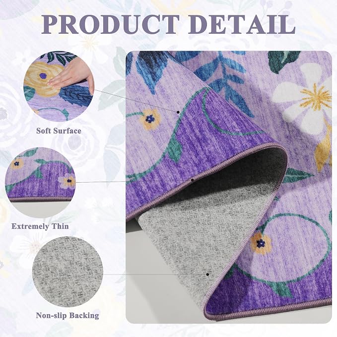 DUKINO 6x9 Area Rug, Floral Rugs - Image 4