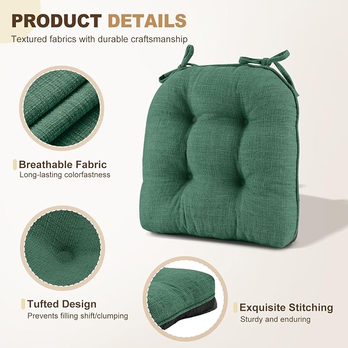 downluxe Indoor Chair Cushions for Dining Chairs, Tufted Overstuffed Textured - Image 5