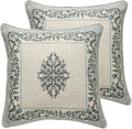 ISAENNE Design Linen Square Throw Pillow Covers 18"x18" Pack of 2, Cottage by Isaennehomedecoration
