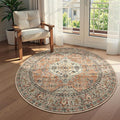 Lahome Oriental Washable Round Rugs, Non-Slip Round Rug 4ft Ultra-Thin by Lahome