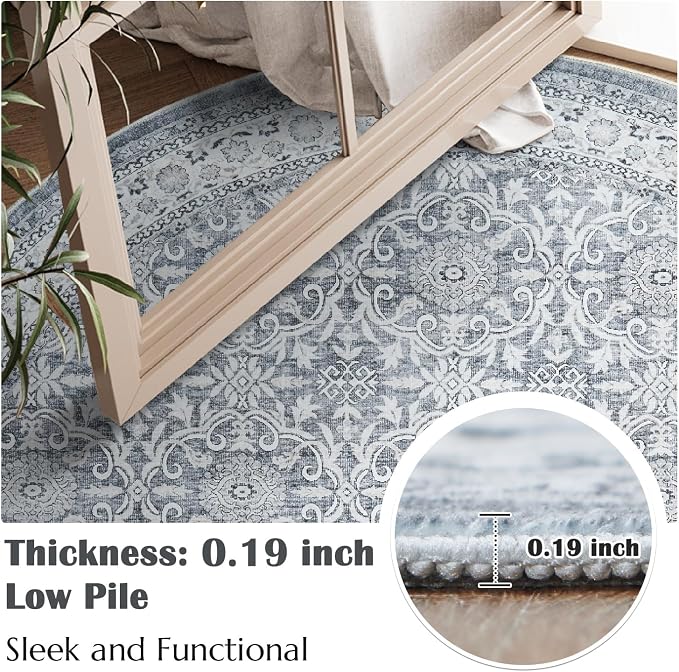 jinchan Round Rug 8ft Washable Circle Soft Rug - Image 7