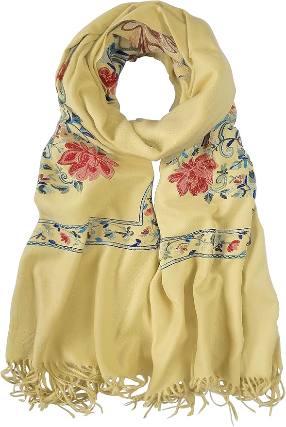 Urban CoCo Women's Embroidered Tassel Long Shawl Oversize Scarf Wraps by UrbanCoCo
