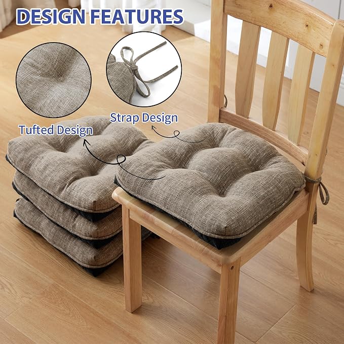 Chair Cushions for Dining Chairs Set of 4, Kitchen Chair Cushions, Chair Pads - Image 4