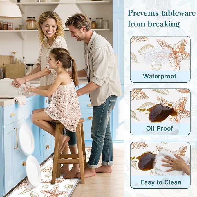 Kitchen Mats for Floor Cushioned Anti Fatigue Sets of 2 Beach Theme Kitchen - Image 4