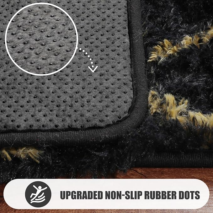 ONASAR 8x10 Area Rugs for Living Room, Fluffy Black and Gold Bedroom Rug - Image 8