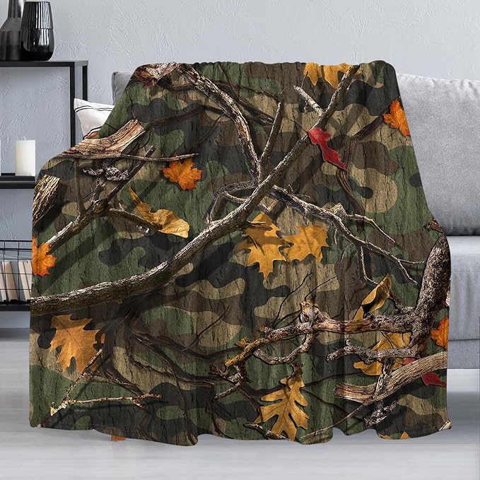 Classic Forest Camo Throw Blanket by Dtccet