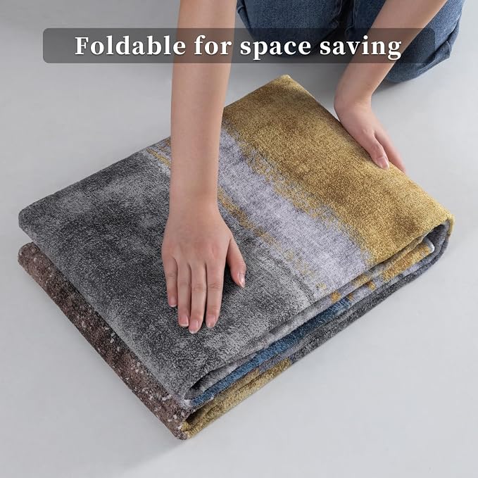 Ciicool Modern Abstract Yellow Grey Rug - Image 6