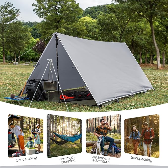 Camping Tarp Tent Portable Multifunctional Bushcraft Backpacking Tear-Resistant - Image 6