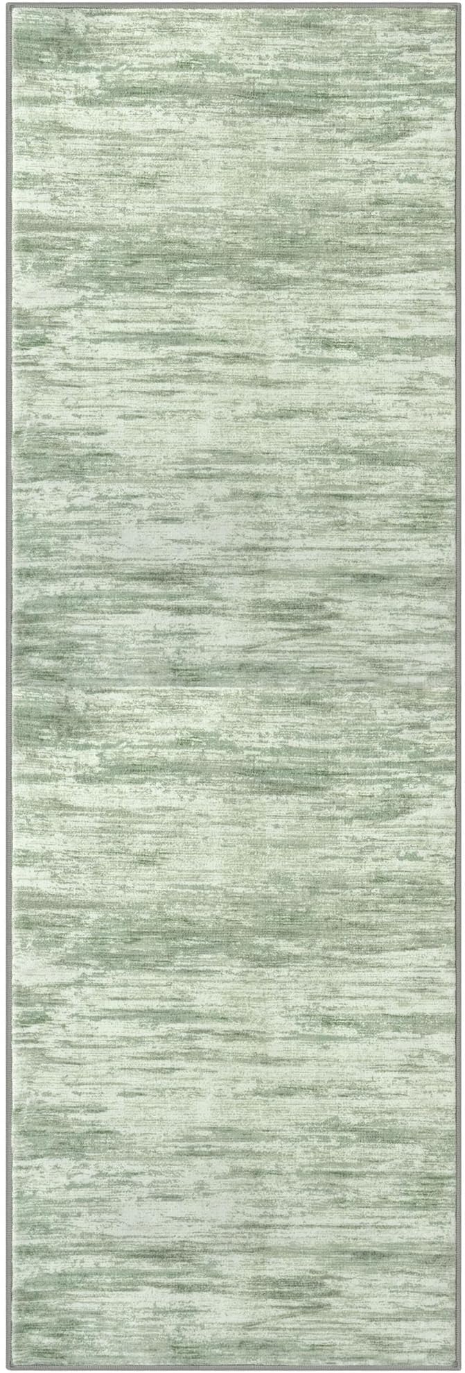 2x6 Modern Abstract Runner Rug for Hallways, Light Sage Green and Ivory Super - Image 8