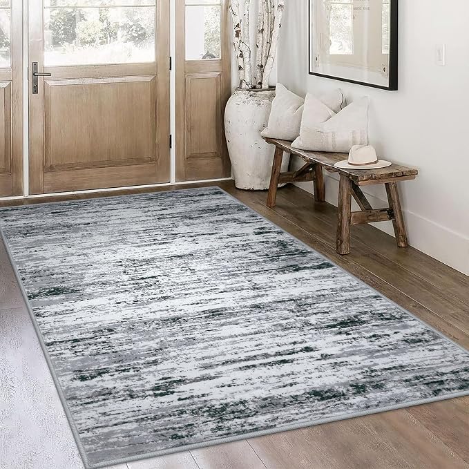 Modern Abstract 4x6 Living Room Washable Rug Non-Slip Soft Bedroom Area Rug - Image 2
