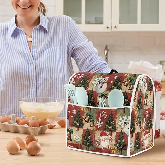 Christmas Stand Mixer Cover 6-8Qt Retro Mixer Cover Washable Anti-Stain - Image 2