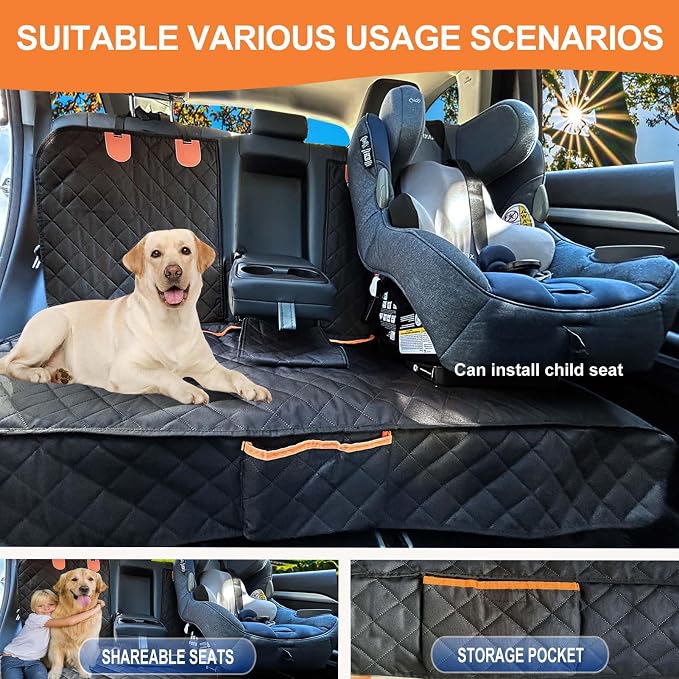 Dog Car Seat Cover for Back Seat Bench Cover, Compatible for Armrest 100% - Image 3