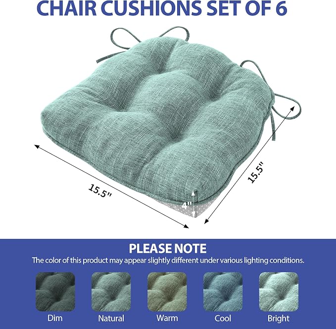 Chair Cushions for Dining Chairs Set of 6, Kitchen Chair Cushions, Chair Pads - Image 2