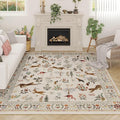 Rugcomf Living Room Rug 5x7 Rug Machine Washable Boho Area Rug Non Slip Floral by Rugcomf