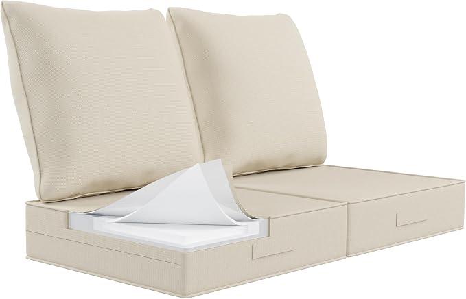 Outdoor Olefin Water-Resistant Deep Seat Cushion Set, Thickened Sofa Chair Pad by Aofeite