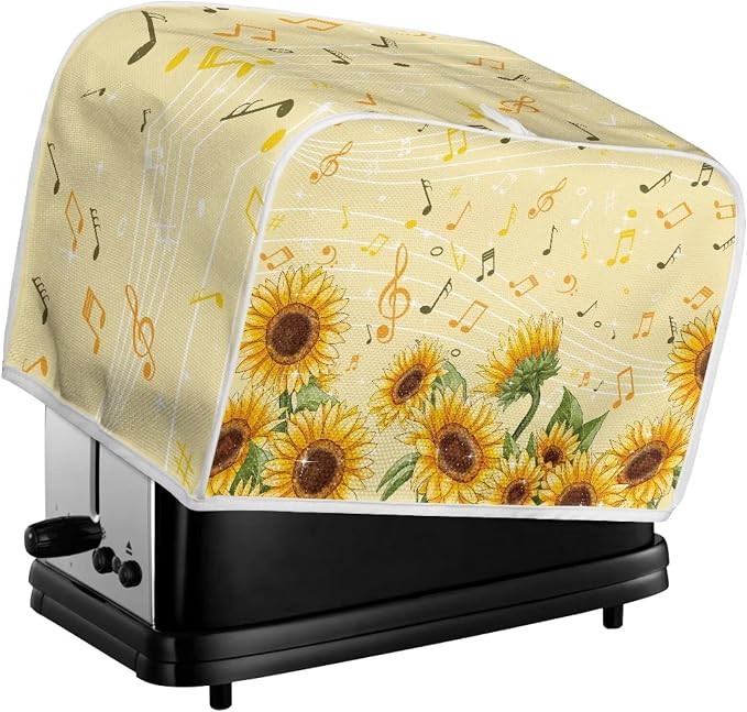 Sunflower Music A Print Bread Maker Cover, Anti Dust Fingerprints Toaster Covers - Image 6