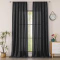 Simplebrand Black Faux Linen Textured Semi Sheer Curtains 108 Inches Long 2 by Simplebrand