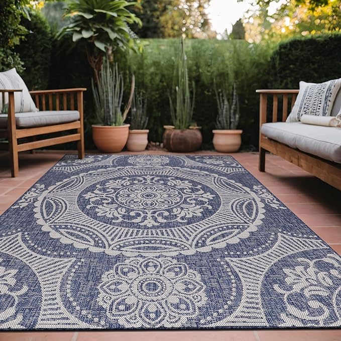 Medallion Outdoor Rug 8x10 Washable Outside Carpet by Unknown