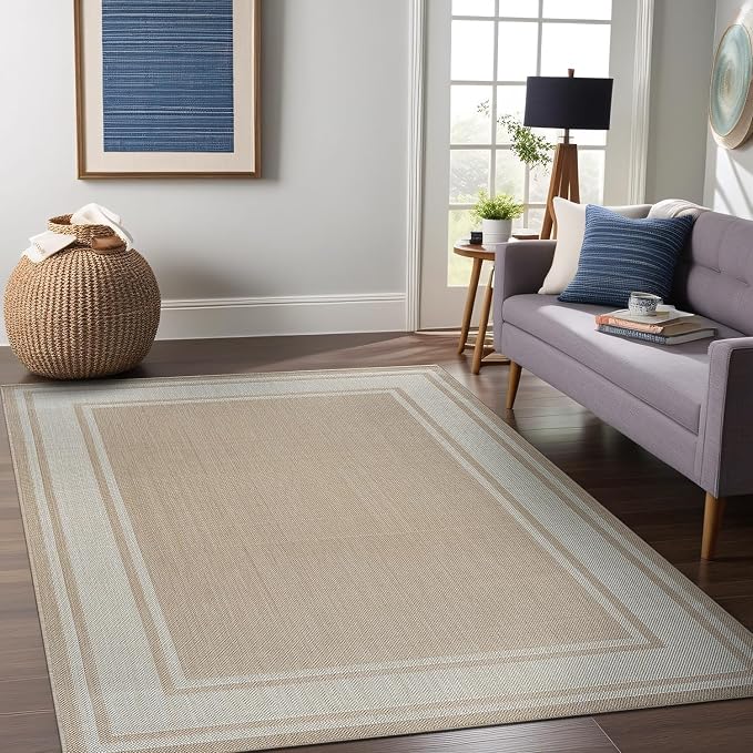 Beverly Rug Outdoor Rug 8x10 Modern Bordered Area Rugs - Image 9