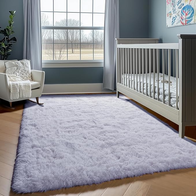ONASAR White Area Rugs for Bedroom Fluffy, 4x6 Soft Shag Plush Bedside Rug - Image 7