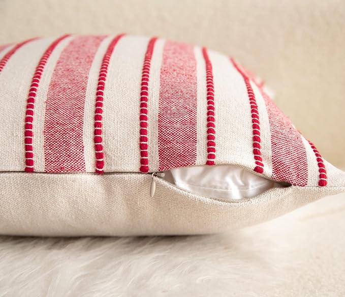 Christmas Pillow Covers, Boho Textured Red Pillow Case, Pillow Covers 18 x 18 - Image 5
