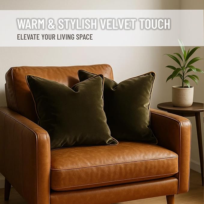 2 Pack Velvet Decorative Throw Pillow Covers, Contrast Piping, Indoor Use - Image 7