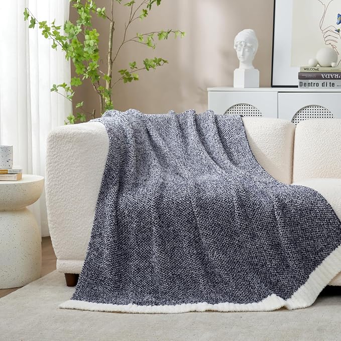 Snuggle Sac Heather Navy Oversized Twin-XL Size Blanket, Super Soft, 66x90 - Image 9