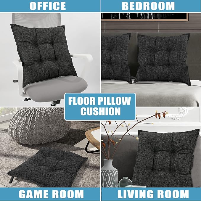 SINSOSSO Large Floor Pillows 22", Thickened Bite-Size Memory Foam Square - Image 3