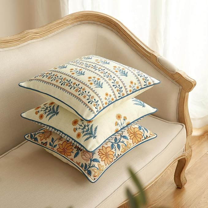 ISAENNE Design Square Simple Elegant Linen Throw Pillow Covers 18"x18" Pack of 2 - Image 7