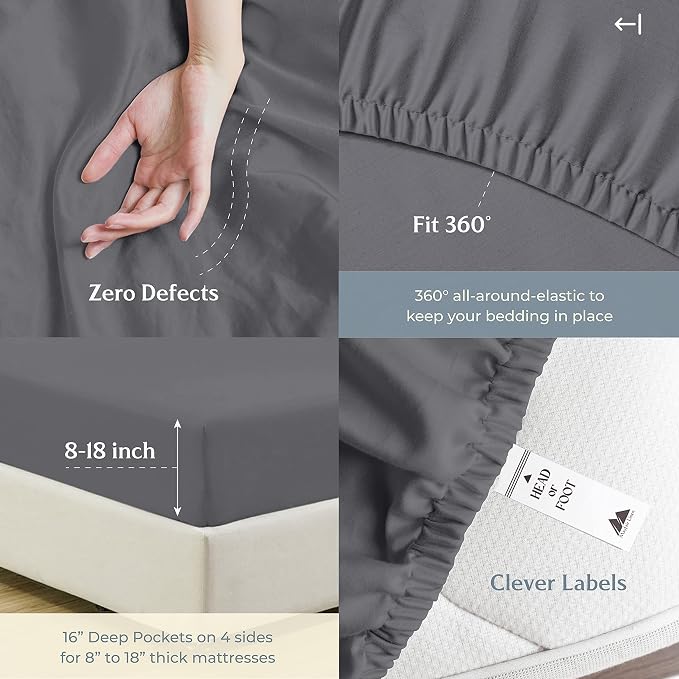 Mayfair Linen 100% Cotton Split King Sheets Sets - Image 5
