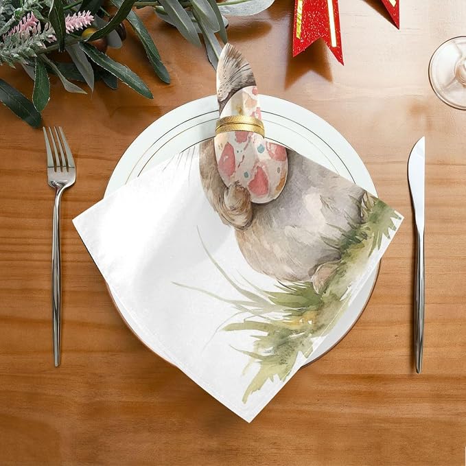 ALAZA Bunny Rabbit Easter Egg Cloth Napkins Set of 4, 20x20 Inch Washable and - Image 5