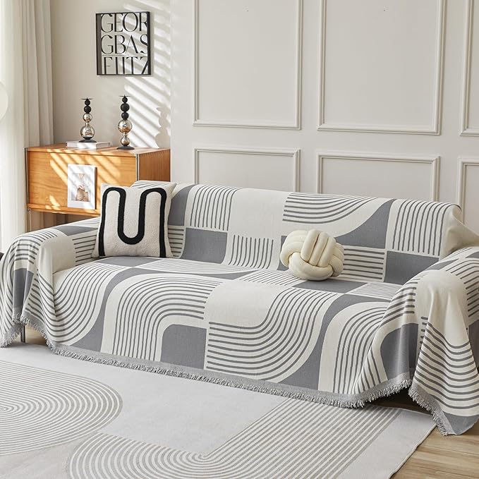 Boho Couch Cover Sofa Covers Washable, Chenille Couch Covers by WEYOND