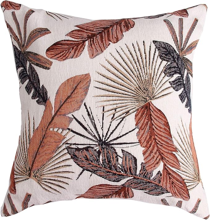 Yeiotsy Decorative Cushion Cover, Tropical Leaf Throw Pillow Cover Jacquard by Yeiotsy