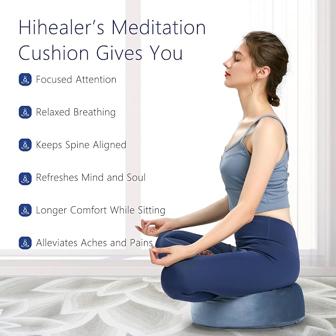 Hihealer Meditation Cushion, Traditional Tibetan Meditation Pillow Velvet Cover - Image 6