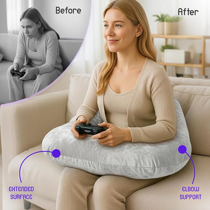 MELLO Lap Pillow for Reading – Memory Foam Gaming Pillow for Lap, Elbow and Arm - Image 6