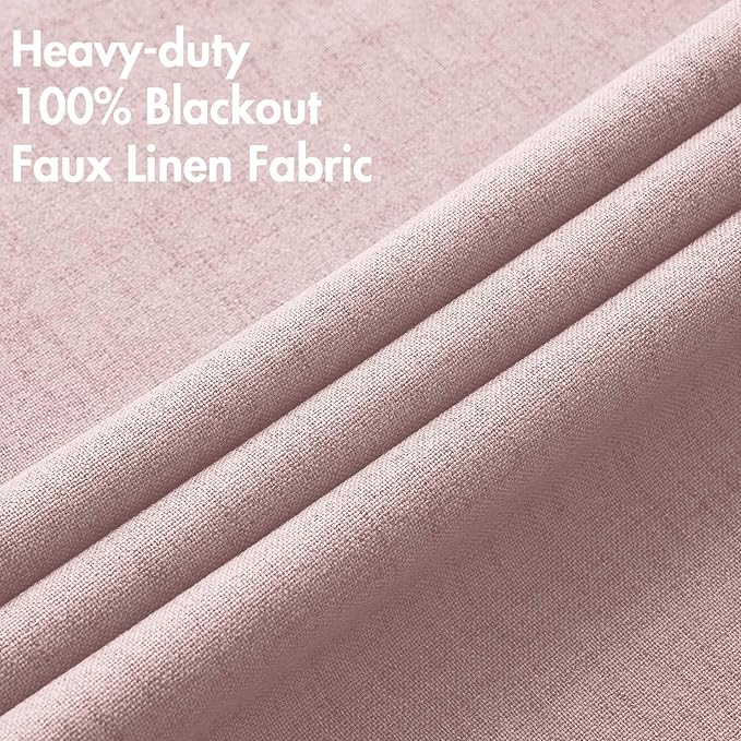 MIULEE Linen Texture Curtains for Bedroom Solid 100% Blackout Thermal Insulated - Image 5