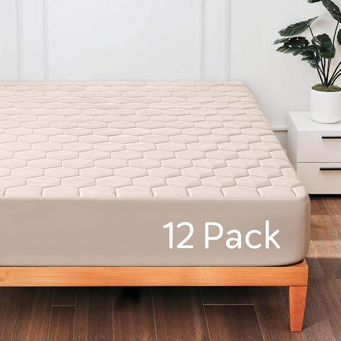 Hearth & Harbor 12 Pack Twin Size Quilted Fitted Mattress Pad Cover, 100% by HearthHarbor