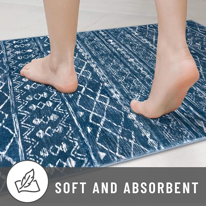 KUTA Moroccan Washable Hallway Runner Rug, 2x6 Non-Slip Vintage Blue Boho Rugs - Image 8