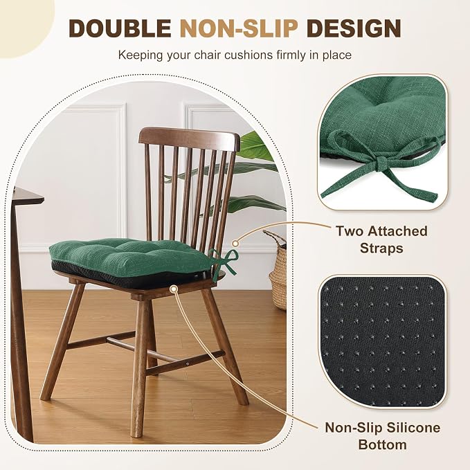 downluxe Indoor Chair Cushions for Dining Chairs, Tufted Overstuffed Textured - Image 4