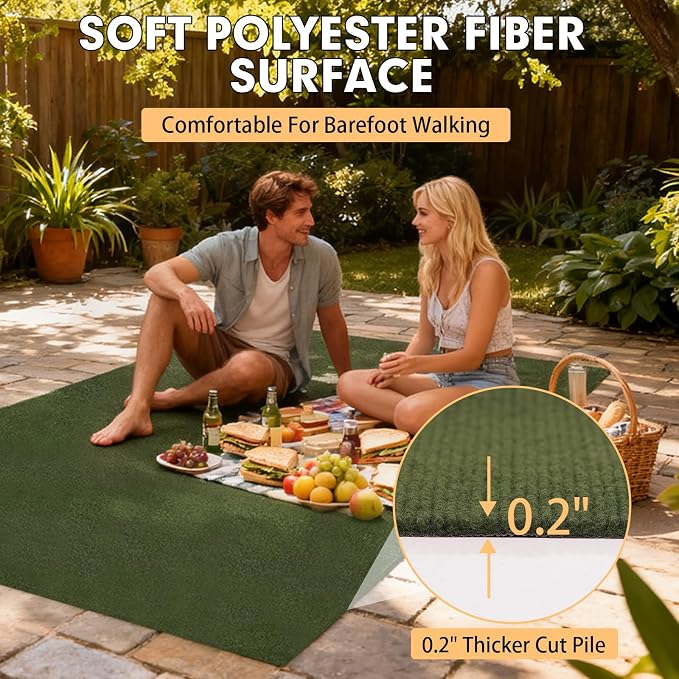 Marine Carpet, 5 FT x 20 FT Olive Green Indoor Outdoor Carpet 0.2" Thick - Image 4