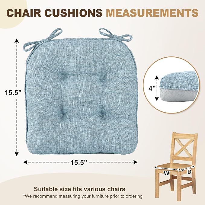 downluxe Indoor Chair Cushions for Dining Chairs, Tufted Overstuffed Textured - Image 2
