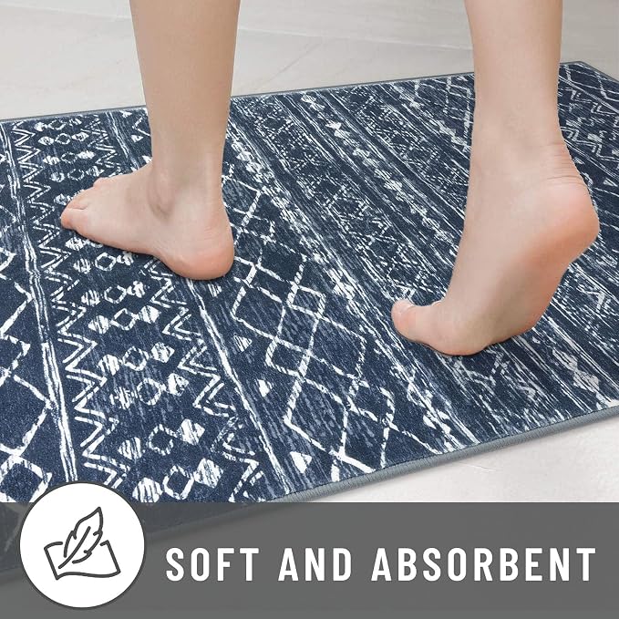 KUTA Moroccan Washable Hallway Runner Rug, 2x6 Non-Slip Vintage Navy Blue Boho - Image 8