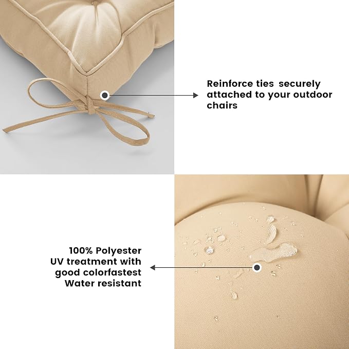 ARTPLAN Outdoor Seat Cushion, Square Thick Tufted Pure Chair Cushion - Image 5
