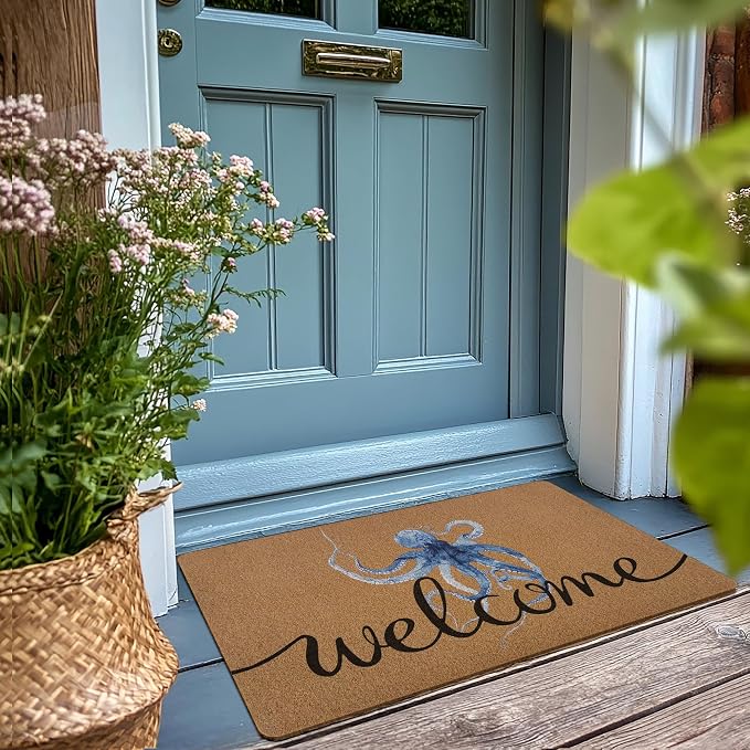 Coastal Octopus Door Mat, Beach Doormat, Coastal Ocean Beach Welcome Front Door - Image 2