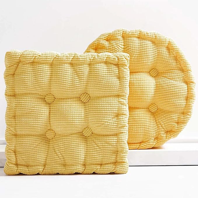 2 Pack Meditation Floor Pillow Large Square and Round Floor Cushions by Gfobip