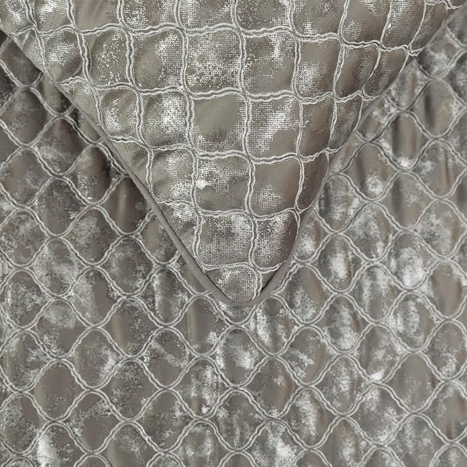 The HomeCentric King/Queen/Twin Grey & Silver Designer Queen 74"x18" Bed Runner - Image 3